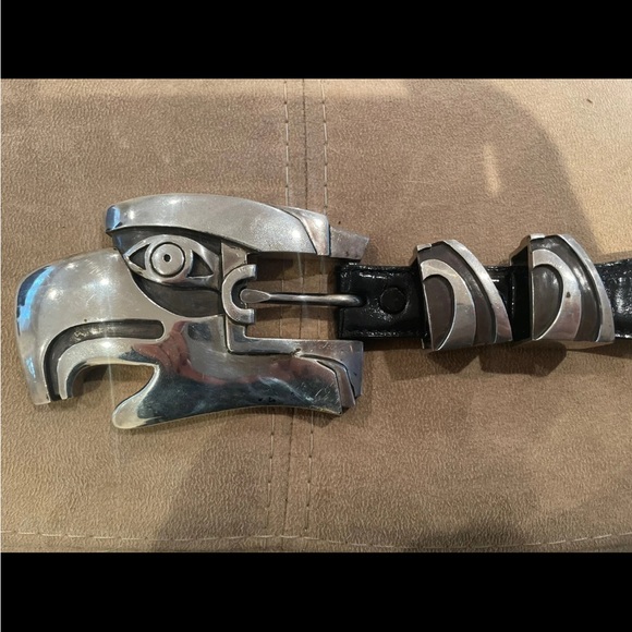 HUGE! RARE! Kieselstein Sterling Eagle/Hawk Buckle W/ Belt And 3 Pieces